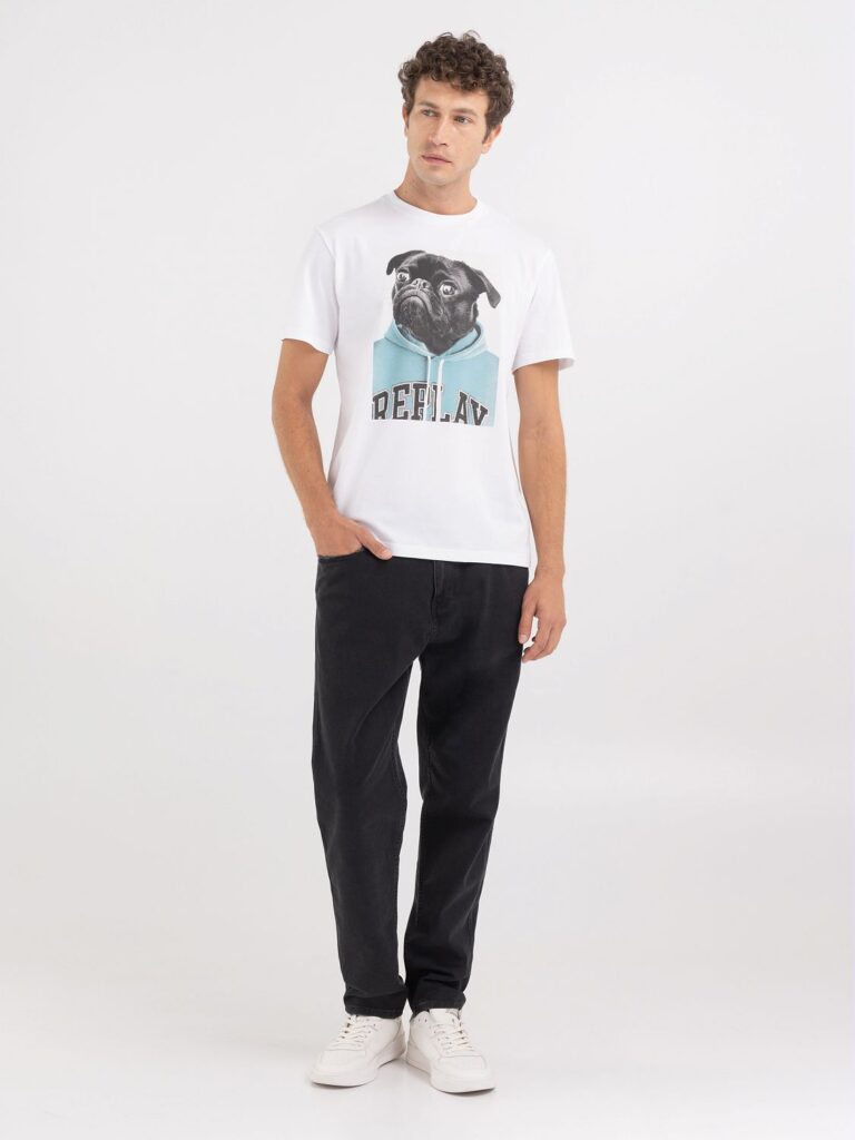 Replay T-Shirt Uomo Girocollo, Cotone Morbido, Vestibilità Regular, Stampa Front E Back, Look Casual