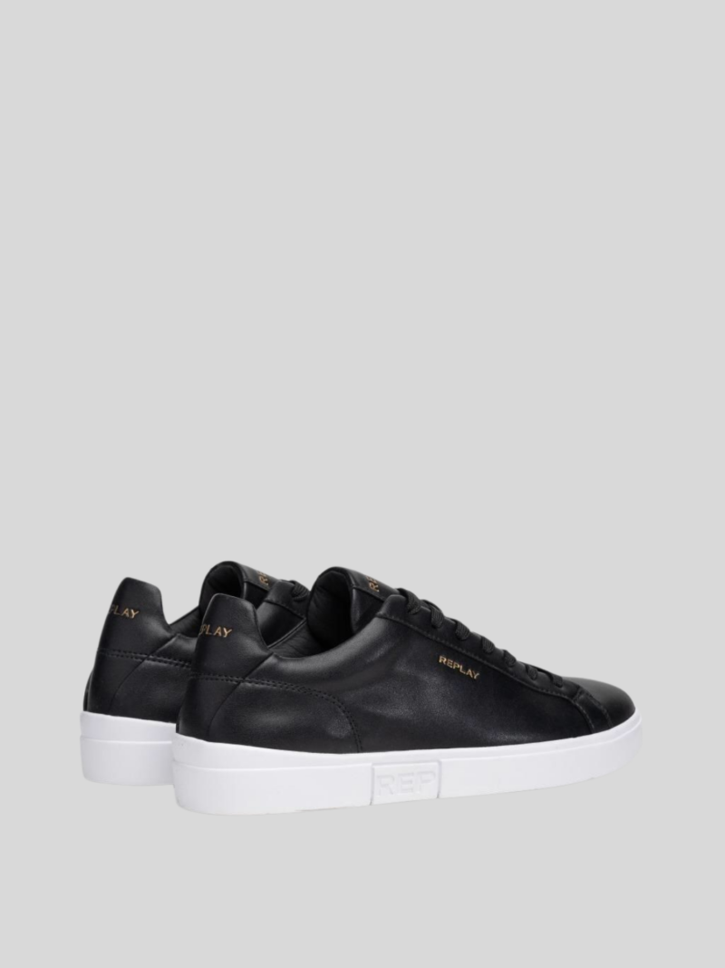 polys w clean leather lace up black sneakers 3