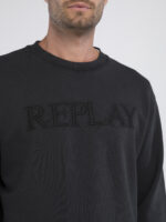 black crew neck sweatshirt with lettering