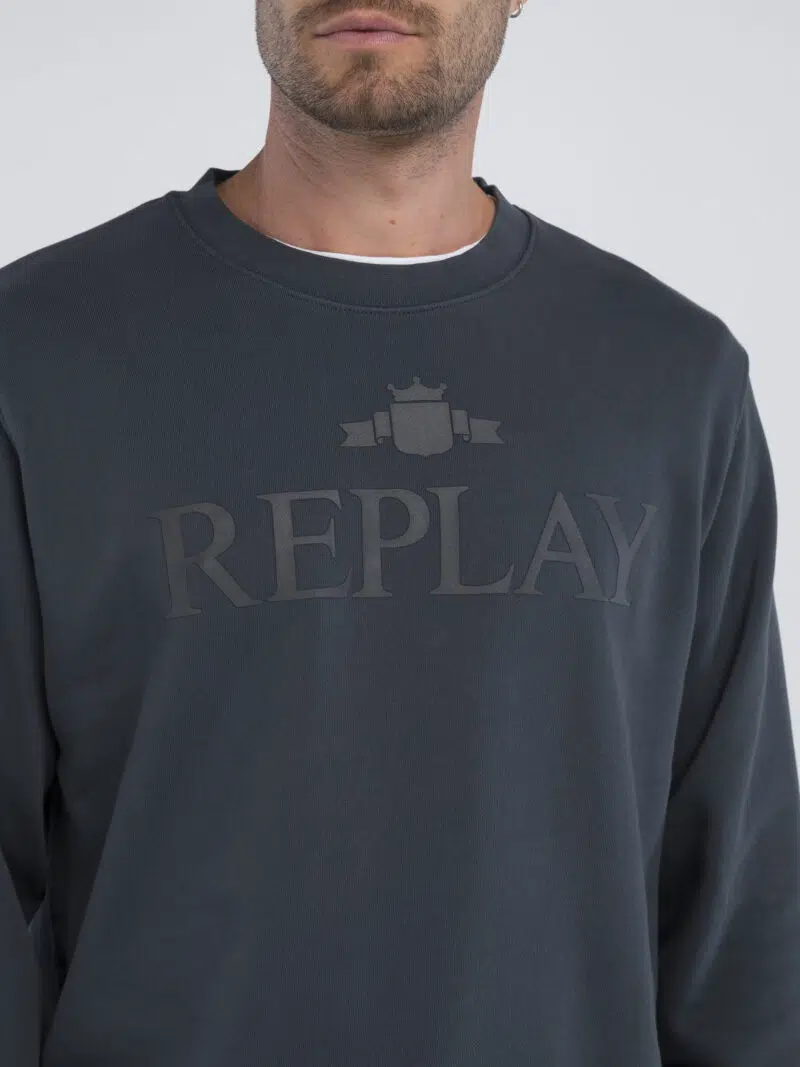 ocean blue sweatshirt with archival logo