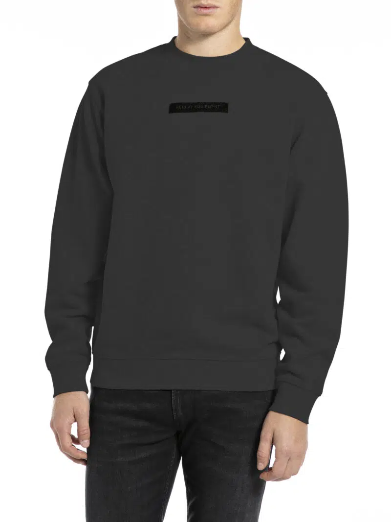 regular fit black sweatshirt with lettering