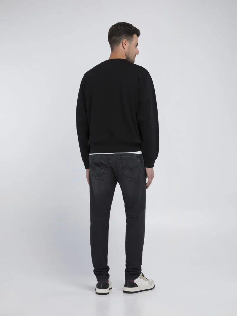 black regular fit crew neck sweatshirt