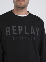 black regular fit crew neck sweatshirt