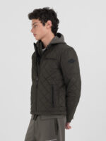 full zip technical dark olive fabric jacket