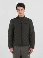 full zip technical dark olive fabric jacket