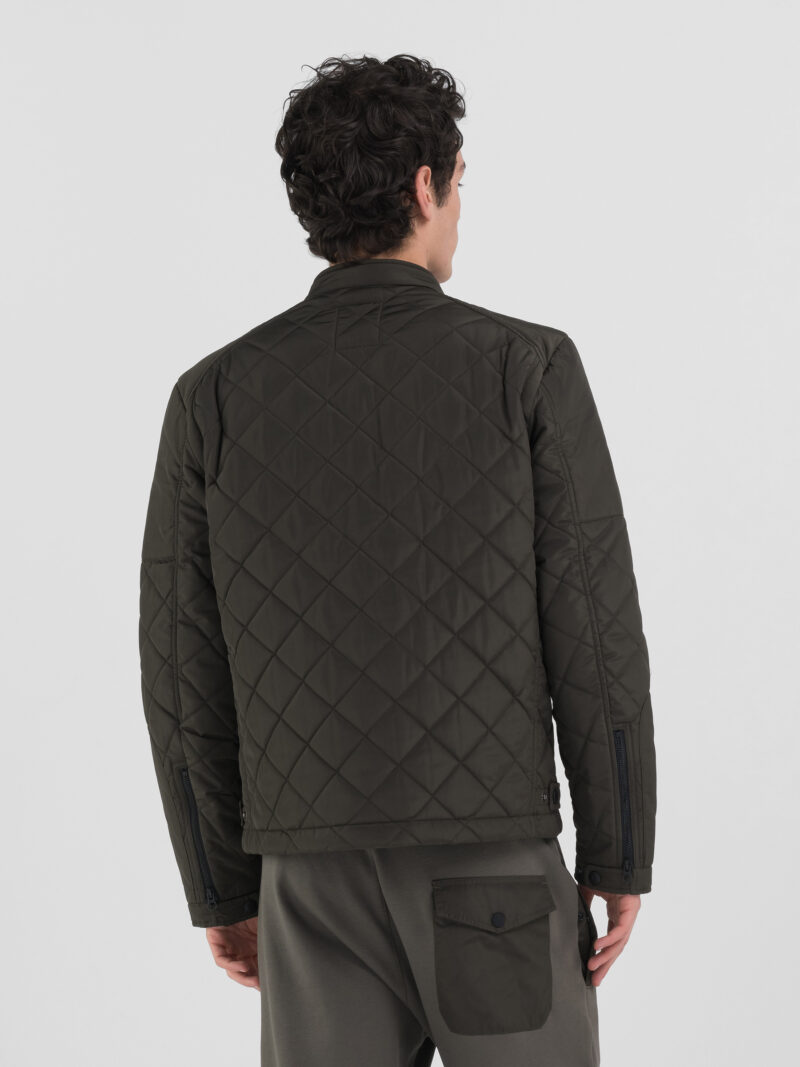 full zip technical dark olive fabric jacket