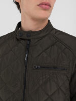 full zip technical dark olive fabric jacket