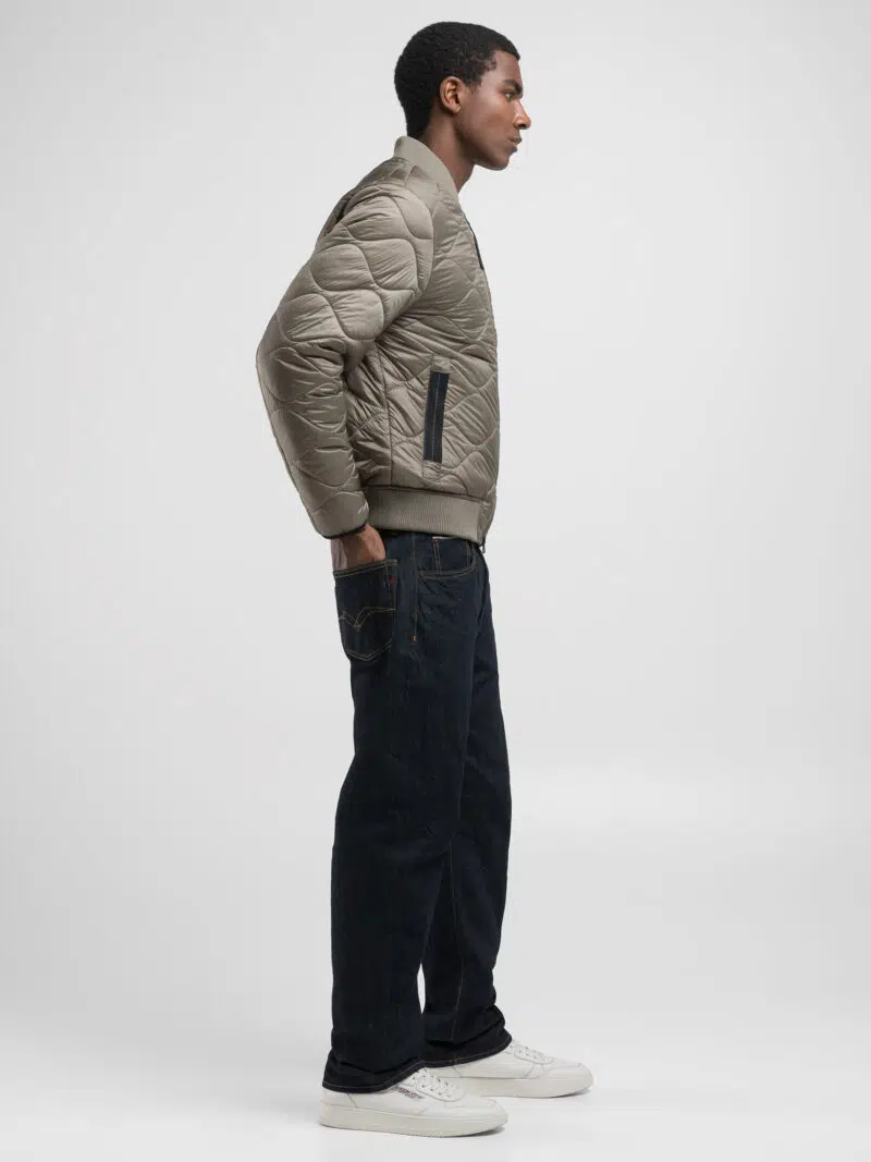 full zip technical fabric dark olive jacket