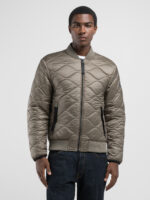 full zip technical fabric dark olive jacket