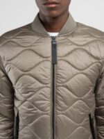 full zip technical fabric dark olive jacket
