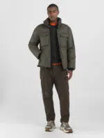 full zip mud green jacket with pockets