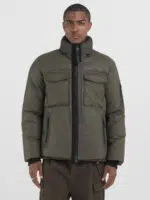 full zip mud green jacket with pockets
