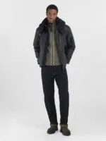 black hooded poplin jacket