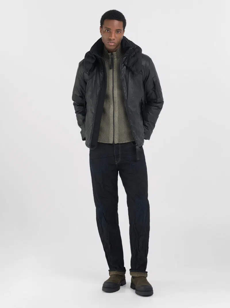black hooded poplin jacket