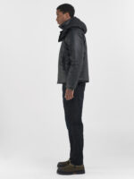 black hooded poplin jacket