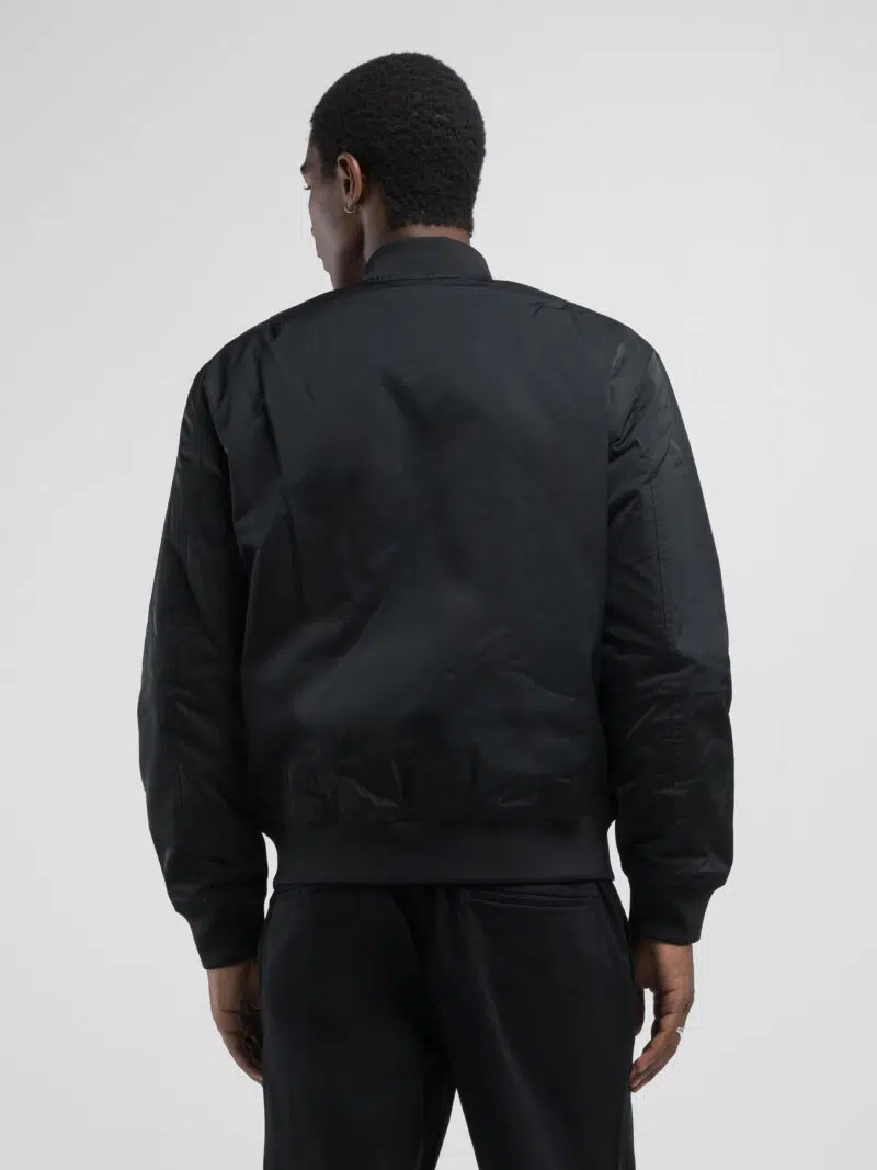 poly satin black bomber jacket with tiger