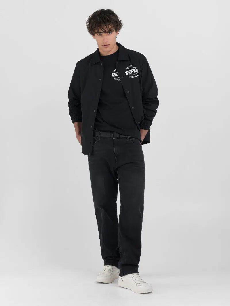 micro poly oxford shirt black jacket