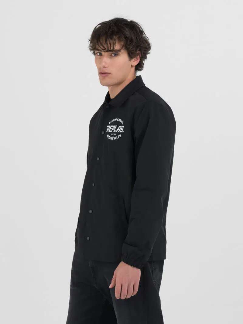micro poly oxford shirt black jacket