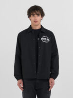 micro poly oxford shirt black jacket