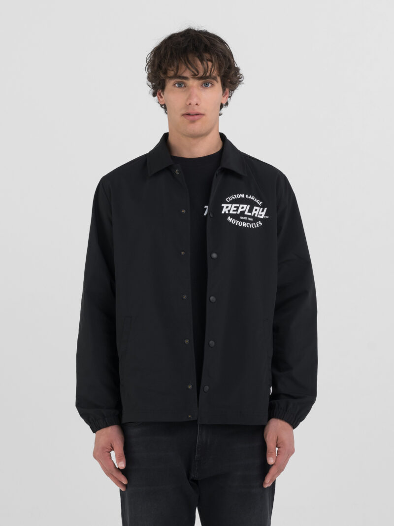 micro poly oxford shirt black jacket