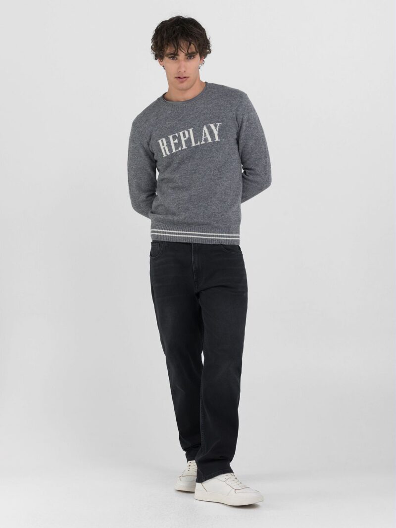 maglia iron melange jacquard logo sweater