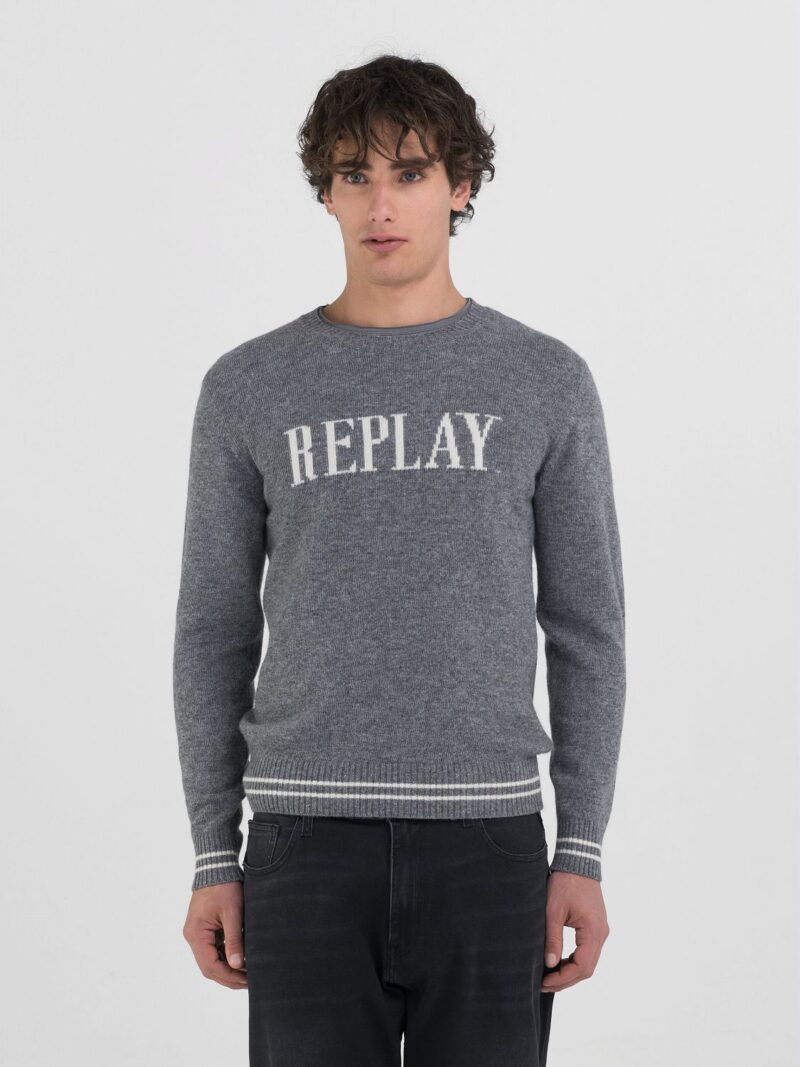 maglia iron melange jacquard logo sweater
