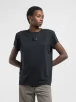 black boxy jersey t shirt with logo