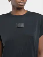 black boxy jersey t shirt with logo