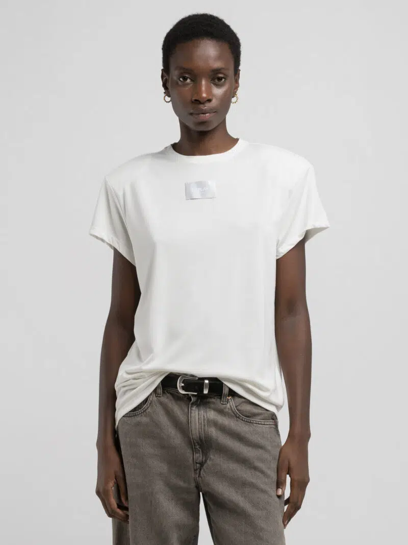 black boxy jersey t shirt with logo (copy)
