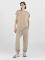 light coffee boxy jersey t shirt with logo