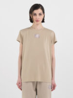 light coffee boxy jersey t shirt with logo