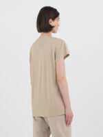 light coffee boxy jersey t shirt with logo
