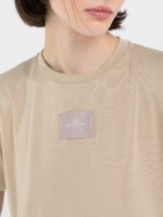 light coffee boxy jersey t shirt with logo