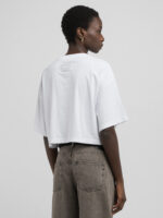 white cropped jersey t shirt with embroidery