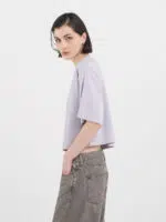 white cropped jersey t shirt with embroidery (copy)