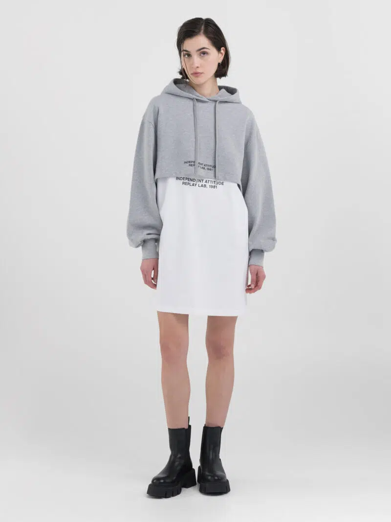 light grey melange oversized cropped sweatshirt