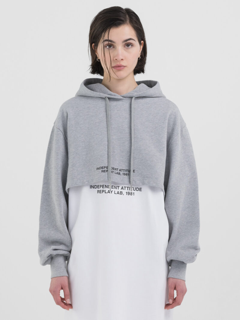 light grey melange oversized cropped sweatshirt