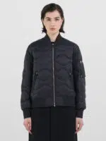 black short full zip quilted jacket