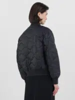 black short full zip quilted jacket