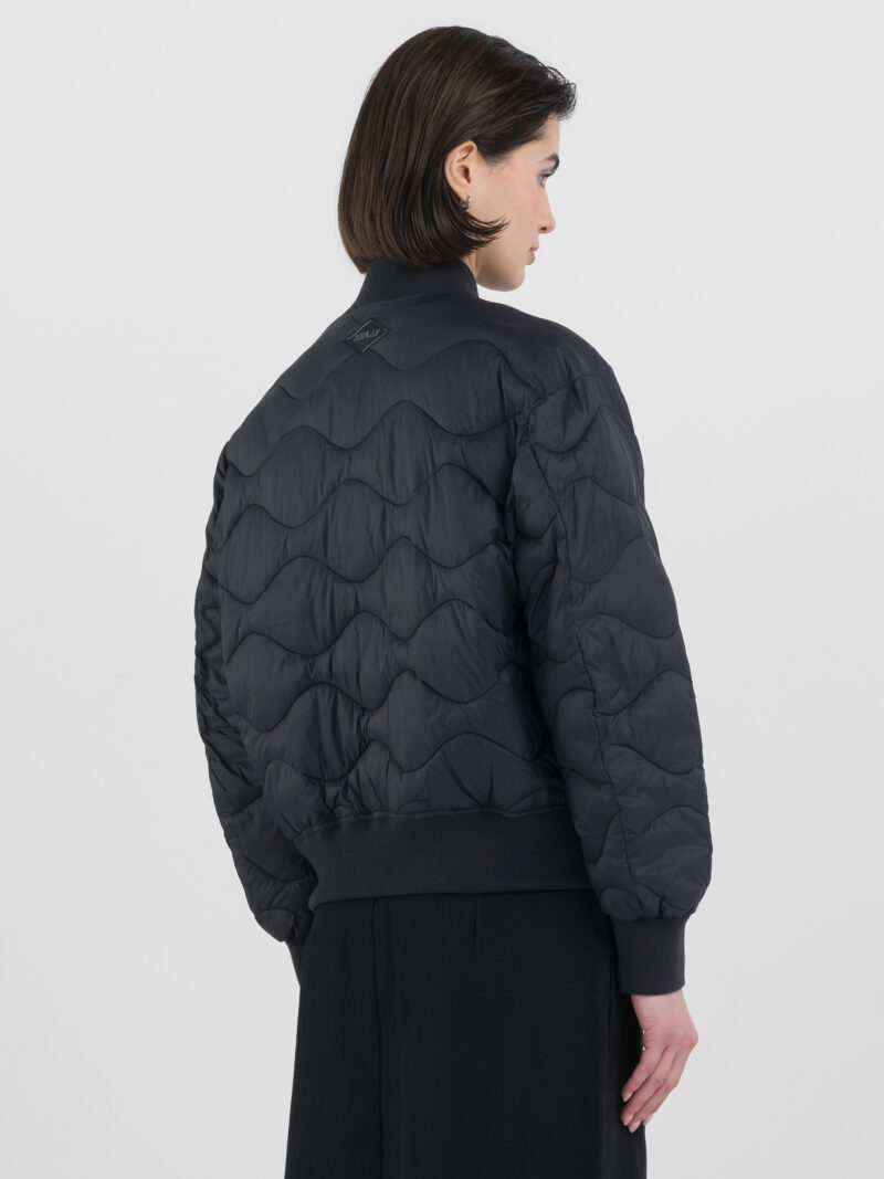 black short full zip quilted jacket