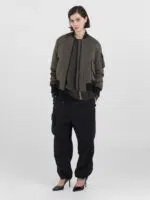 full zip poly satin bomber jacket