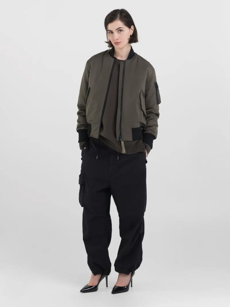 full zip poly satin bomber jacket