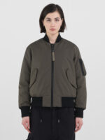 full zip poly satin bomber jacket