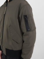 full zip poly satin bomber jacket
