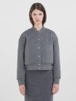 wool blend varsity bomber jacket