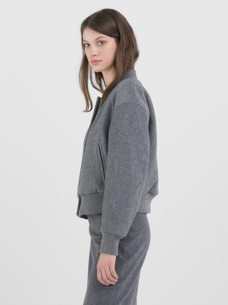 wool blend varsity bomber jacket