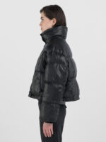 cropped padded and quilted black jacket