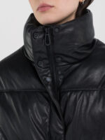 cropped padded and quilted black jacket