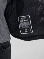 cropped padded and quilted black jacket