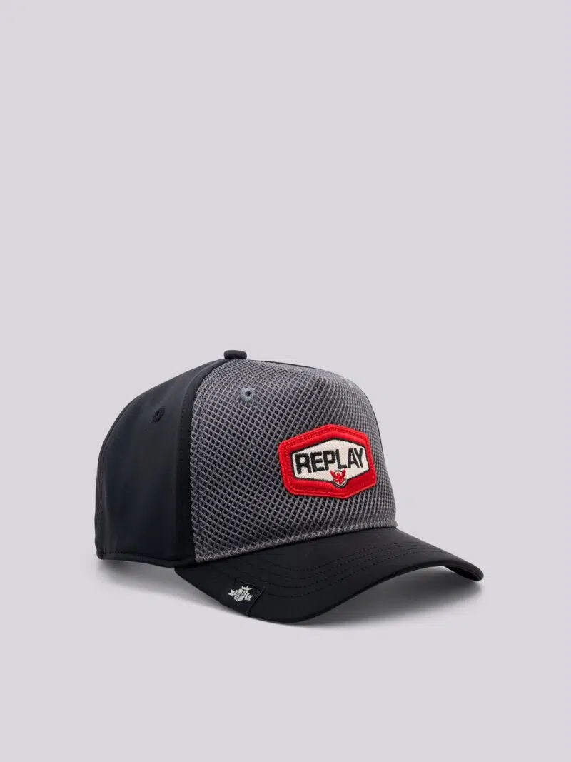 black and plum kitten baseball cap with logo patch
